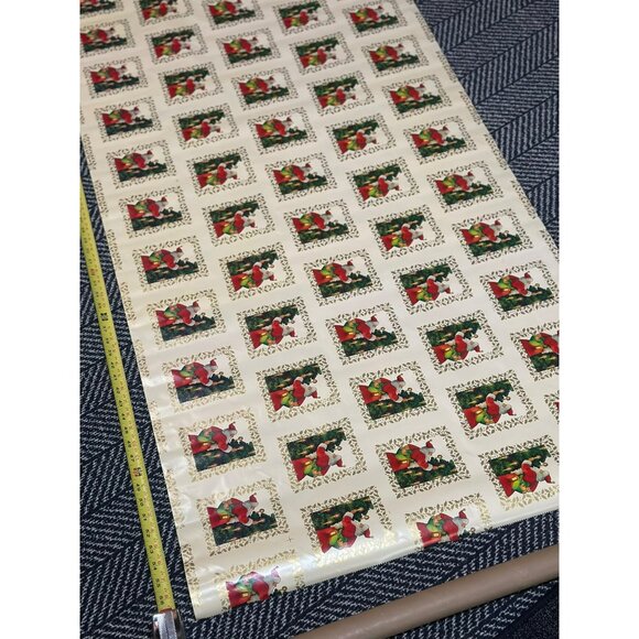 VTG Santa Claus Christmas Wrapping Paper Roll Holiday Gift Red White Green Retro - Picture 4 of 4